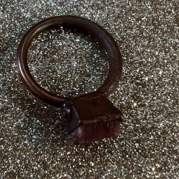 Genuine Solitaire Raw / Natural Ruby Copper Ring Size 7 - Picture 8 of 9